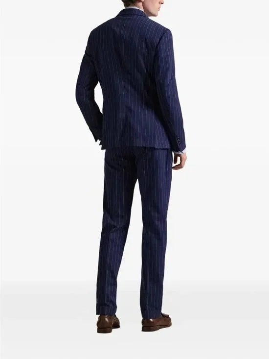 Vtg Polo By Ralph Lauren Men's 42R Double-Breasted Navy Pinstripe Suit JCK113 - Picture 2 of 16